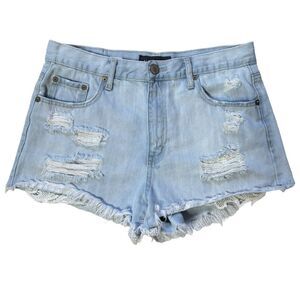 Aeropostale Aero Cheeky Distressed High Rise Denim Shorts